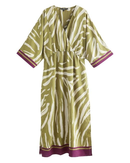 Next Green Maxikleid Maxi-Kaftan mit V-Ausschnitt (1-tlg)