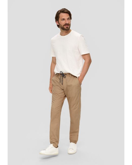 S.oliver Stoffhose Jogpants mit elastischem Saum und Bündchen Durchzugkordel in White für Herren