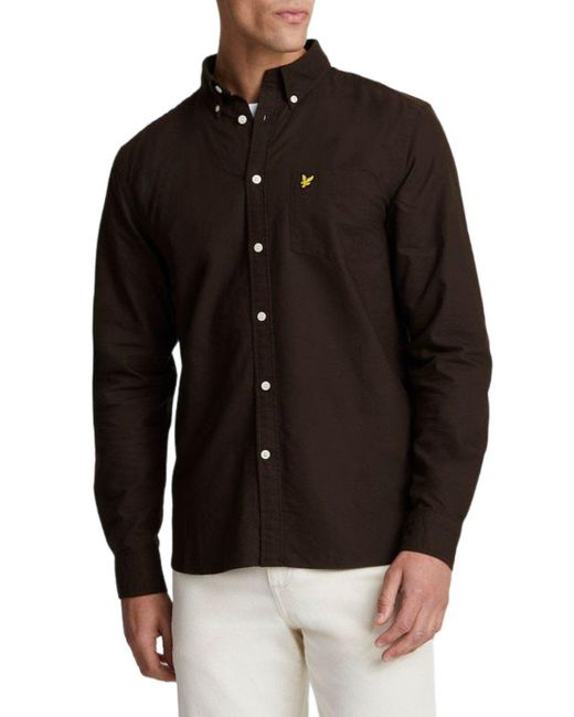 Lyle & Scott Langarmhemd , 100% Baumwolle, Mit Button Down Kragen in Black für Herren