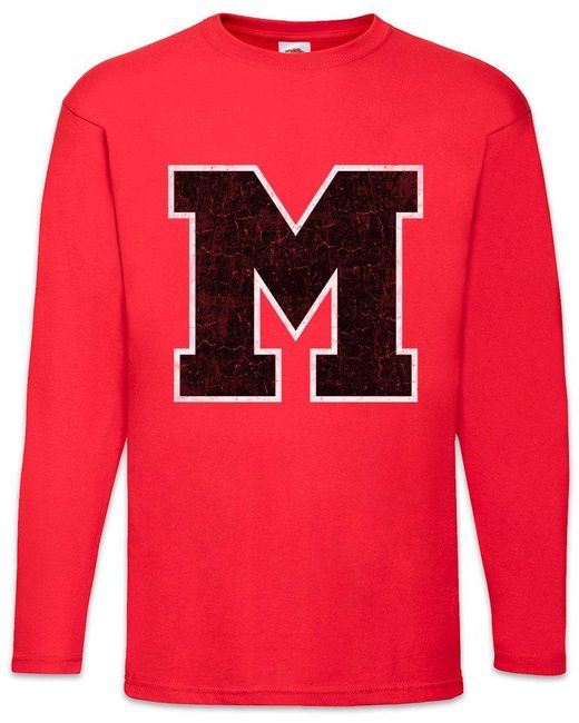 Urban Backwoods Langarmshirt M Langarm T-Shirt Glee Mannschaft Team Symbol Sign Logo Zeichen in Red für Herren