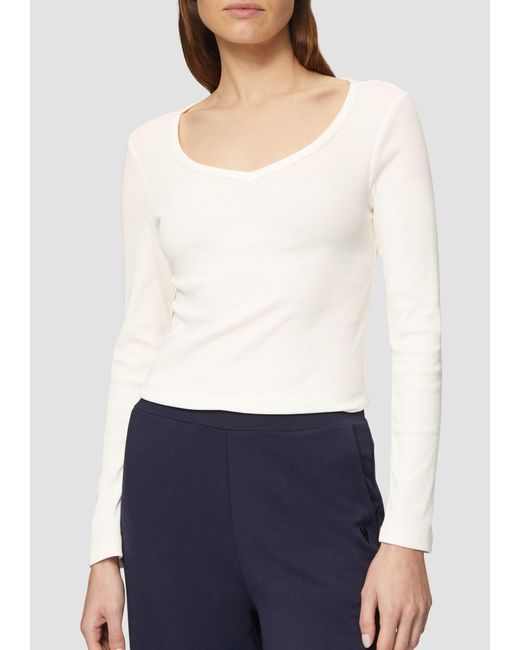 S.oliver White Langarmshirt Feines Jersey-Longsleeve mit Rippstruktur