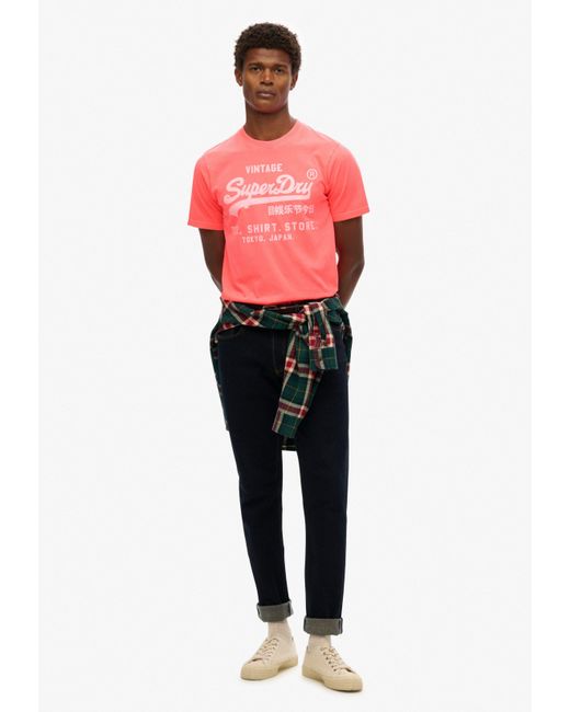Superdry Rundhalsshirt VL NEON RELAXED TEE in Red für Herren