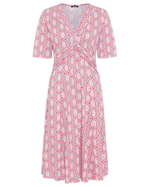 Olsen Pink A-Linien-Kleid (1-tlg) mit V-Ausschnitt