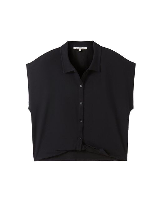 Tom Tailor Black Langarmshirt T-Shirt mit Twist-Detail