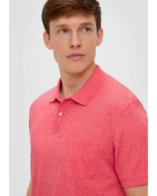 S.oliver Kurzarmshirt Poloshirt in melierter Optik in Red für Herren