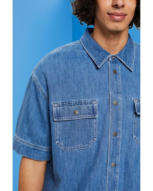 Esprit Jeanshemd Kurzärmeliges Hemd im Boxy-Style in Blau für Herren | Lyst  DE