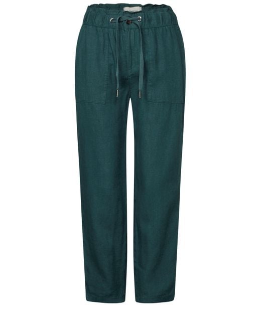 Street One Green Paperbag-Hose mit elastischem Bund