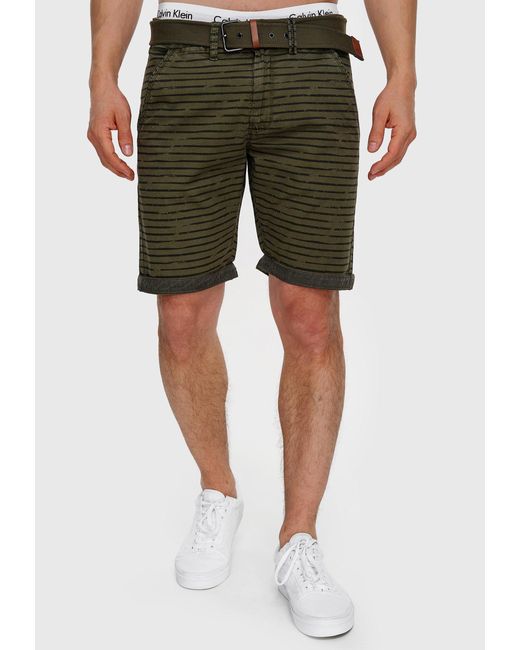 INDICODE Chinoshorts Arroyo mit auffälligem Streifenmuster in Green für Herren