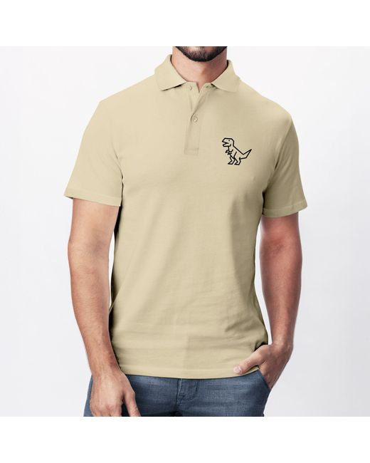 Neverless Poloshirt Dino im Polygon-Stil – Kurzarm Polo Logo mit Print in Natural für Herren