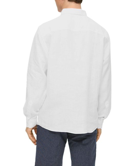 S.oliver Leinenhemd mit Button-down-Kragen in White für Herren
