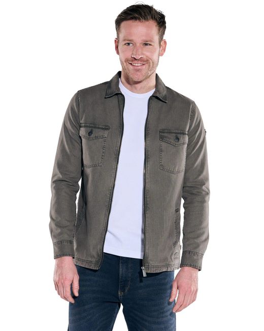 Engbers Langarmhemd Overshirt uni in Gray für Herren