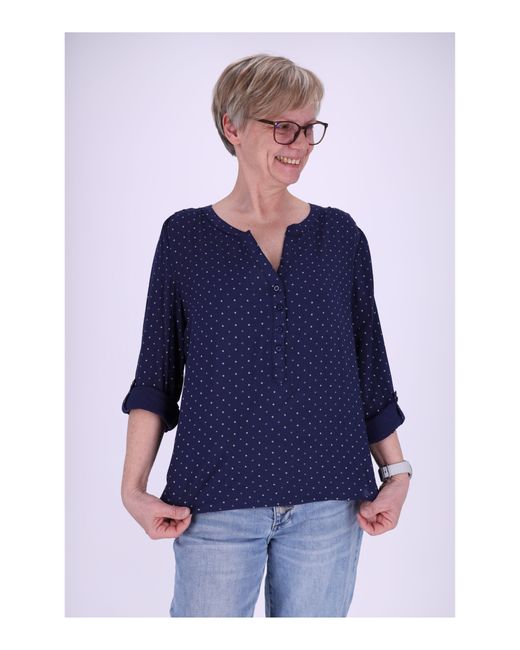 SPLASH OF COLOR Blue Klassische Bluse Schlupfbluse Minimalprint kleine Karos