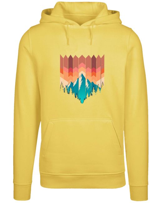 F4NT4STIC Kapuzenpullover Berg Sonnenuntergang Geometrisch Premium Qualität in Yellow für Herren