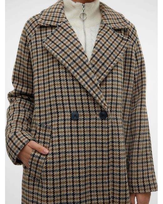 Vero Moda Multicolor Langmantel VMHANNAH LONG WOOL CHECK COAT GA BOO