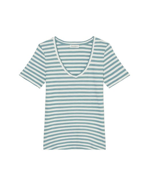 Marc O' Polo Blue Shirtbluse T-shirt, short sleeve, v-neck, stri