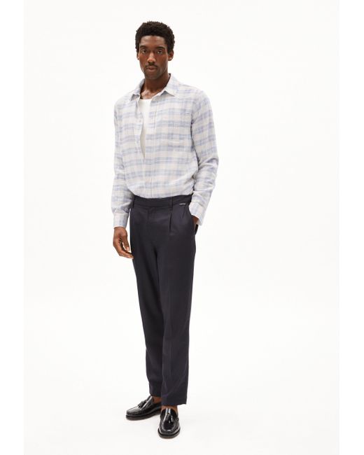 ARMEDANGELS Langarmhemd FLAAVIEN CHECK Hemd aus Bio-Baumwoll Mix (1-tlg., ) Relaxed Fit in White für Herren