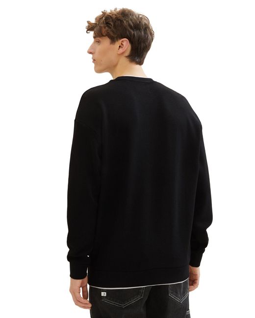 Tom Tailor Sweatshirt relaxed 2in1 structured sweat in Black für Herren
