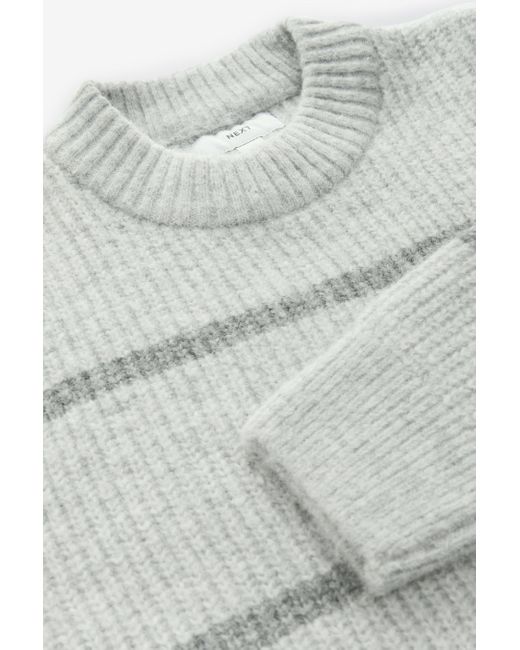 Next Regular Fit Rundhalspullover mit Querstreifen (1-tlg) in White für Herren