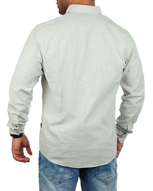 Carisma Langarmhemd Leinen Baumwoll Mix Casual Hemd 8529 Regular Button-Down-Kragen Langarm Uni in Gray für Herren