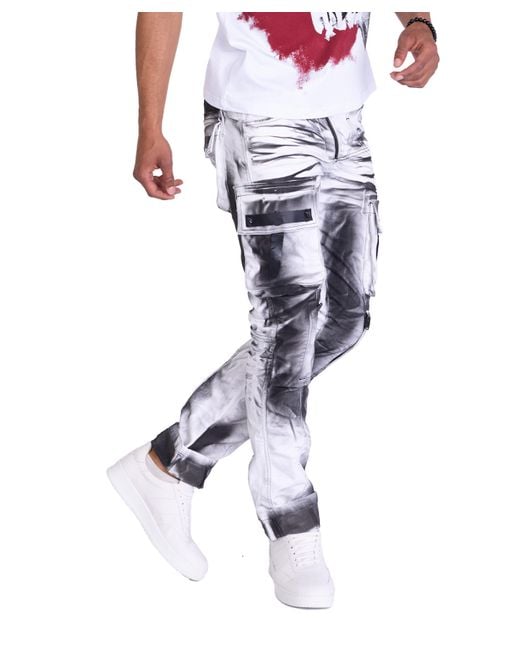 KINGZ Rebelische Designer Cargojeans Weiß M in Blue für Herren