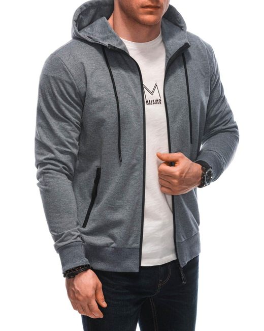 Edoti Kapuzenpullover Kapuzensweatshirt mit Reißverschluss in Gray für Herren