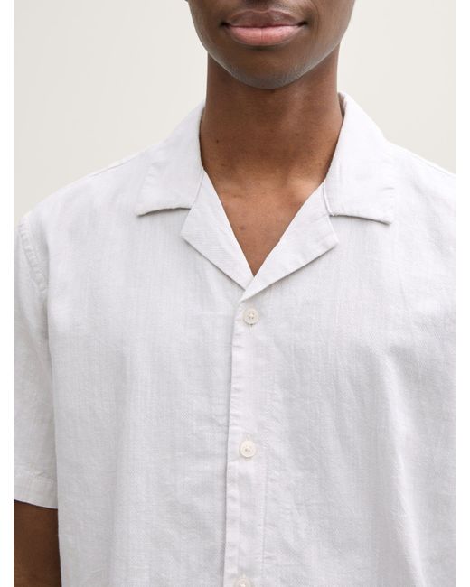 Tom Tailor Relaxed Fit Kurzarmhemd aus Baumwolle in White für Herren