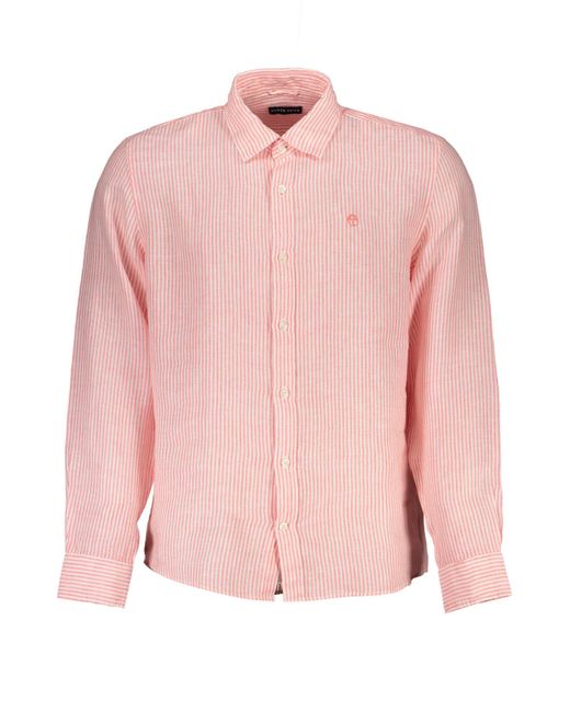North Sails Langarmhemd Rosa, Gestreift, Bio-Baumwolle, Regular Fit in Pink für Herren
