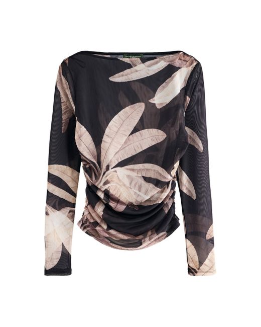 Next Black T-Shirt Kew Collection Langarmoberteil mit Mesh und Print (1-tlg)