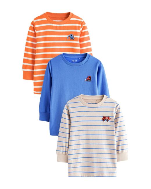 Next Langarmshirt Langarm-Shirts, 3er-Pack (3-tlg) in Blue für Herren