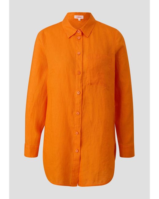 S.oliver Orange Langarmbluse Lange Hemdbluse aus Leinen