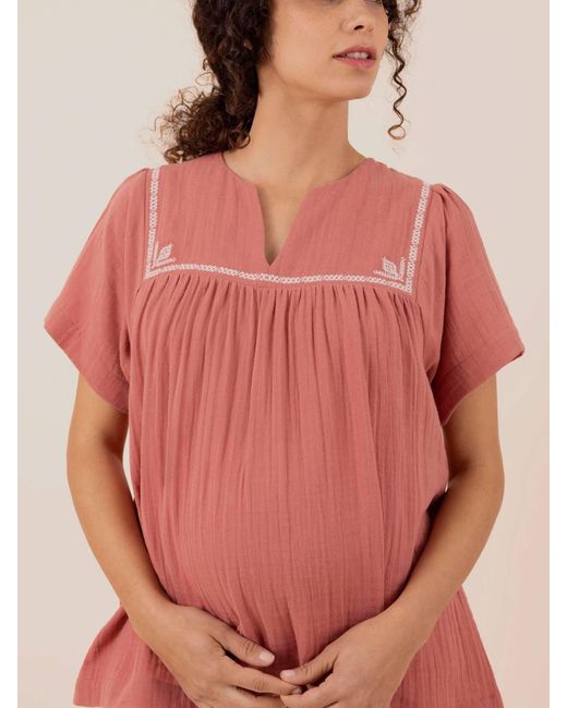 Envie de Fraise Pink Kurzarmbluse Umstandsbluse aus Musselin FARAH