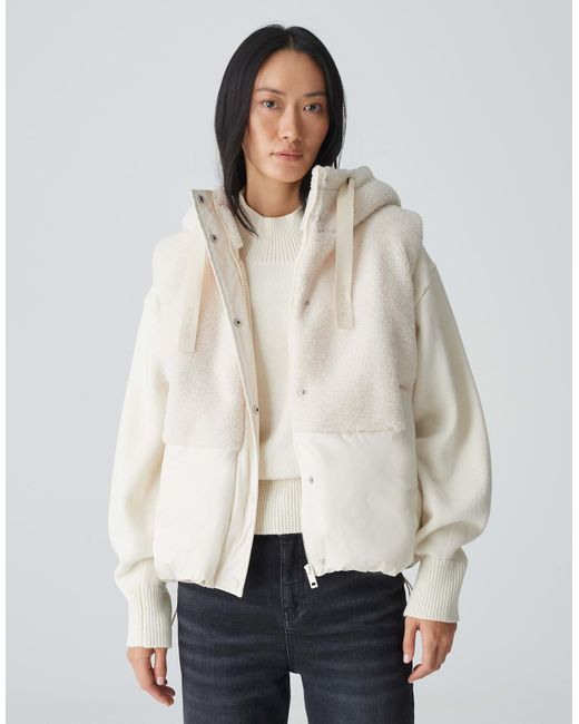 Opus White Longweste Outdoorweste WINDUS Loose aus Material Mix