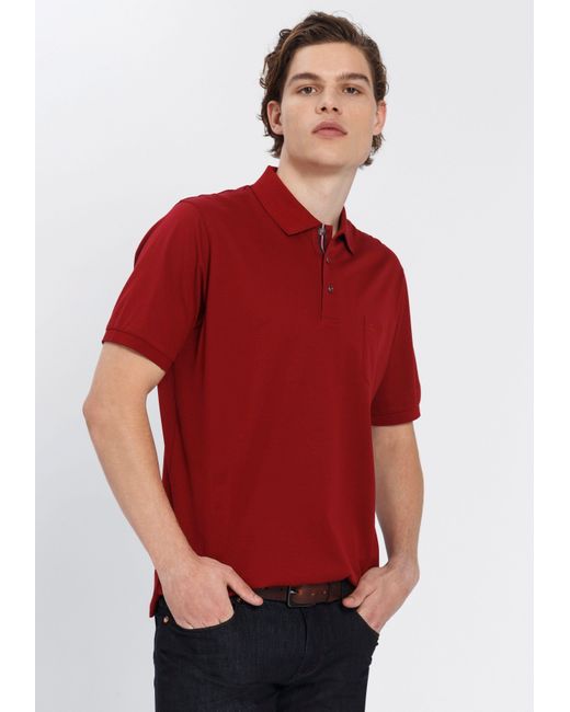 Olymp Poloshirt DE modern Lyst Luxor Brusttasche fit Herren mit für | in Rot