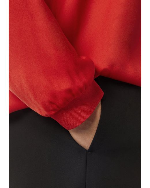 Comma, Red Langarmbluse Satin-Bluse mit ü Rippbündchen