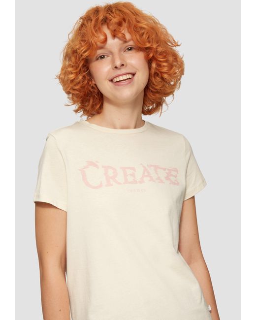 QS White Kurzarmshirt T-Shirt mit Frontprint Artwork