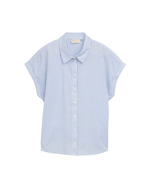 Tom Tailor White Kurzarmbluse Loose Fit Bluse mit Streifenmuster