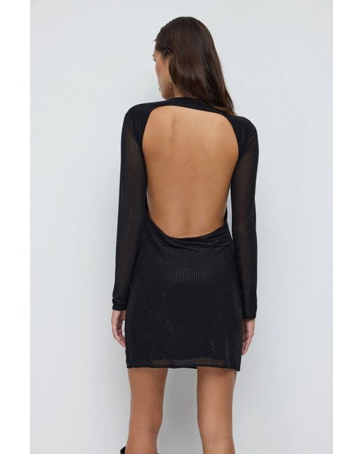 No Matter What Black Minikleid Glitzernder Steingehäusekleid