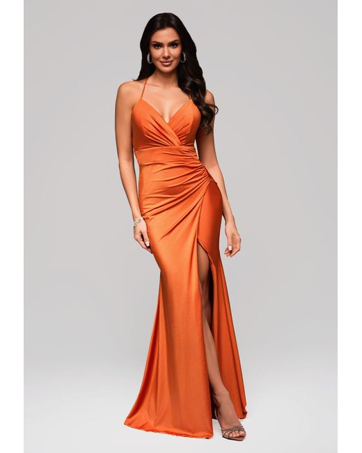 Ombre Orange Elegantes Abendkleid mit Beinschlitz