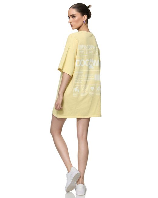 Worldclassca Natural Oversized T-Shirt lang Sommer Oberteil PRINT - DOG MUM 100% LOVE WALKING