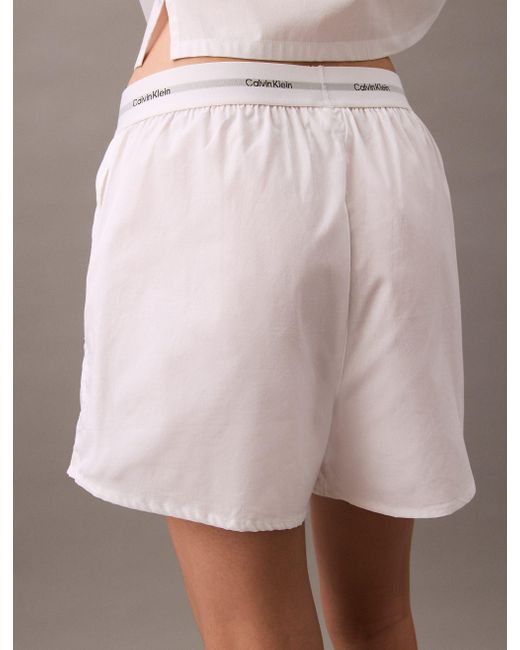 Calvin Klein White Schlafshorts WB POPLIN SHORT mit Logo