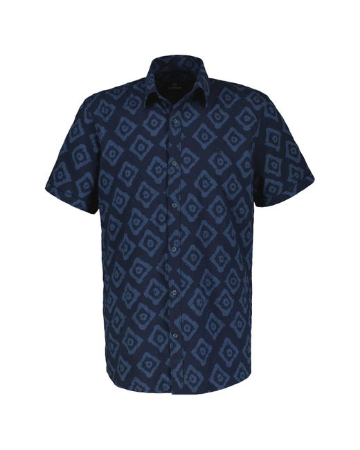 Lerros Kurzarmhemd Strukturiertes Hemd mit grafischem Druck in Blue für Herren