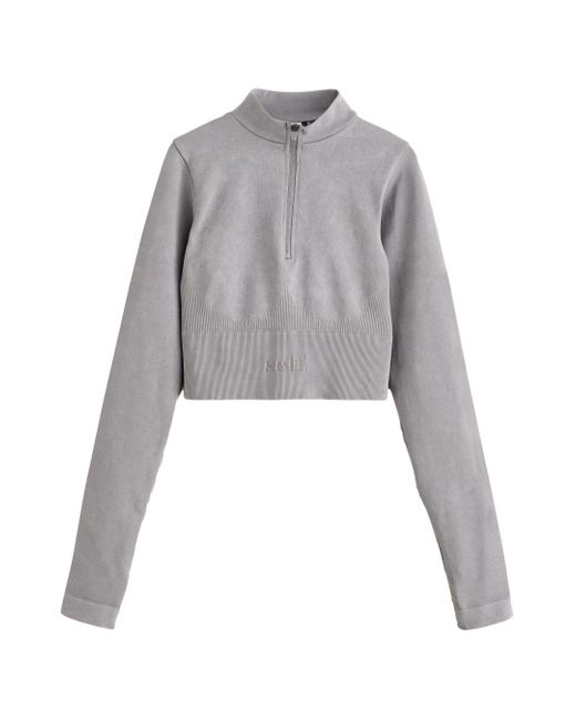 Self Gray Langarmshirt . Nahtloses Bustier-Top mit Reißverschluss (1-tlg)
