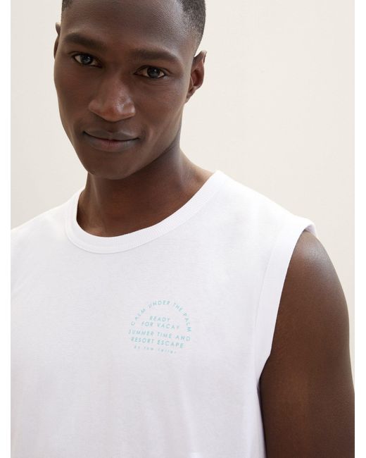 Tom Tailor T-Shirt Tanktop mit Bio-Baumwolle in White für Herren