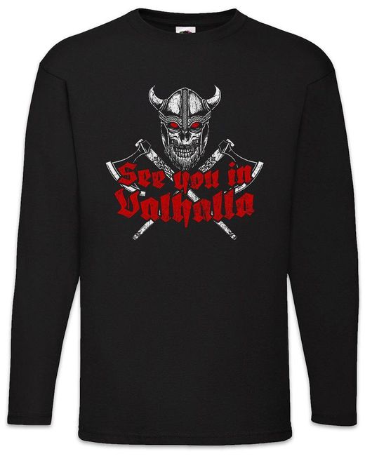 Urban Backwoods Langarmshirt See You In Valhalla Langarm T-Shirt Walhalla Thor Odin Asgard Vikings in Black für Herren