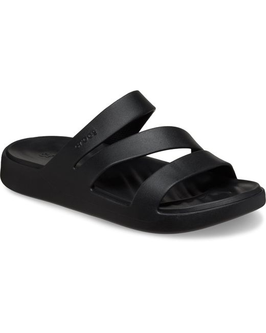 CROCSTM Black Getaway Strappy Badepantolette, Sommerschuh, Badeschuh, Poolslides mit modischen Riemchen