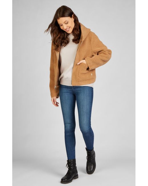 FUNK SINCE 1776 Brown Fellimitatjacke Kurzjacke aus Lederimitat mit Kapuze