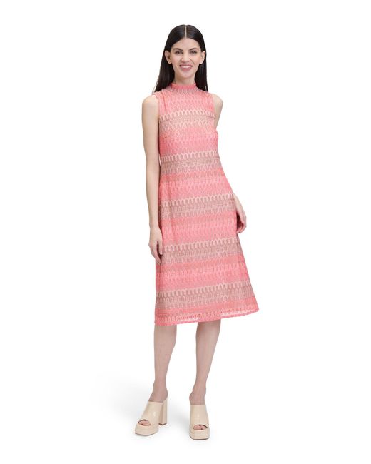 Cartoon Pink Midikleid mit Stehkragen Design