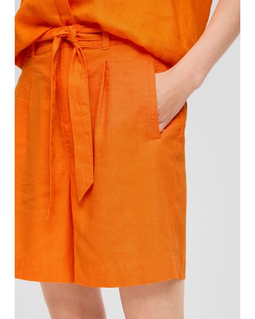 S.oliver Orange Shorts aus Leinenmix mit Gummizug