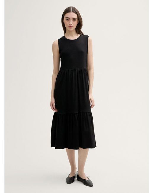 Tom Tailor Black Sommerkleid Midi-Kleid mit Rippstruktur