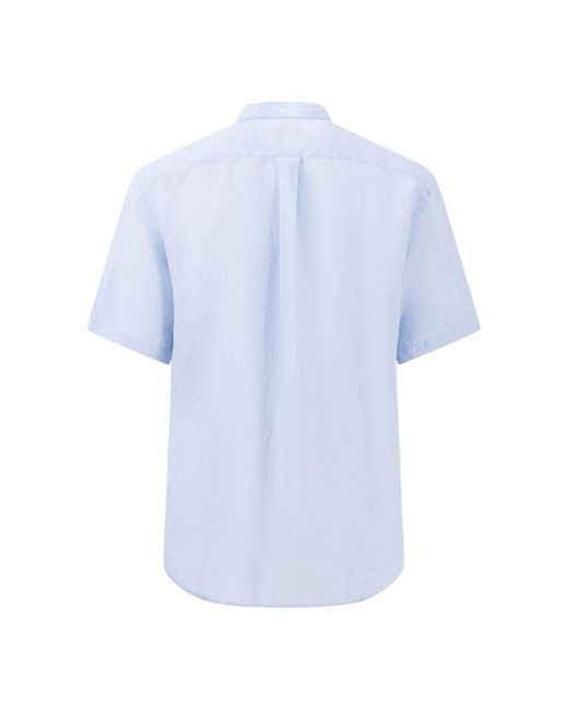 Fynch-Hatton Kurzarmhemd Summer Linen, Stand Up, 1/2 in Blue für Herren